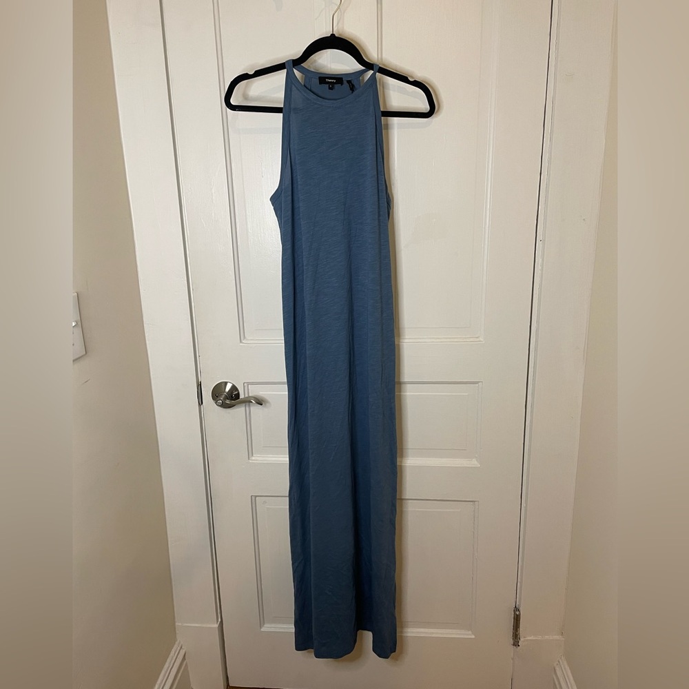 Theory Sonaki Wave Atmos Light Blue Modal Blend Tank Maxi Dress